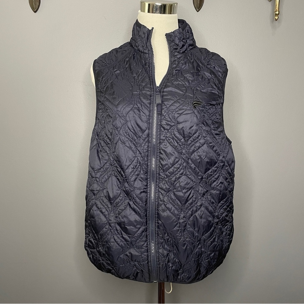 Fabletics dark blue quilted puffer vest size large